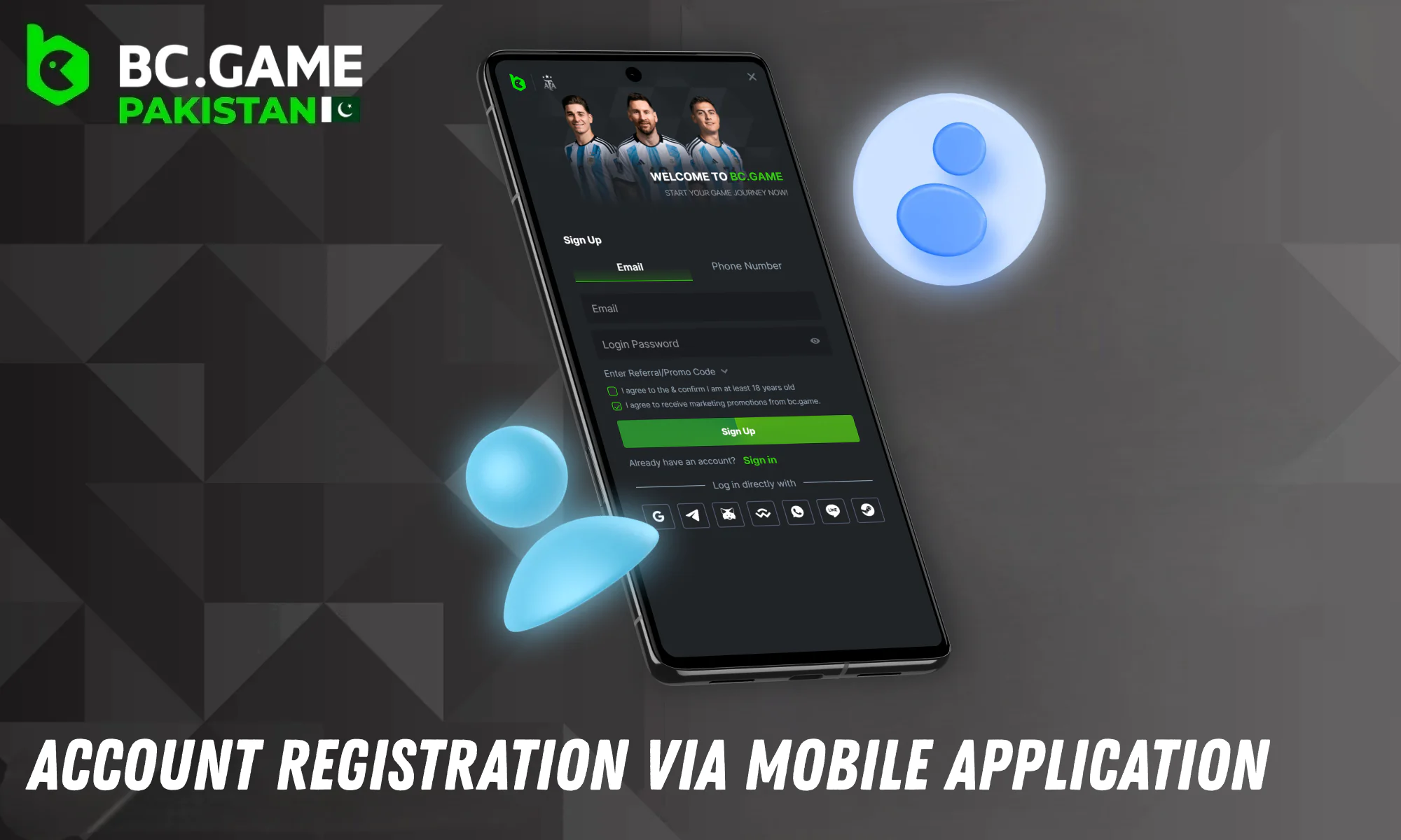 Register for an account conveniently using the BC Game mobile application