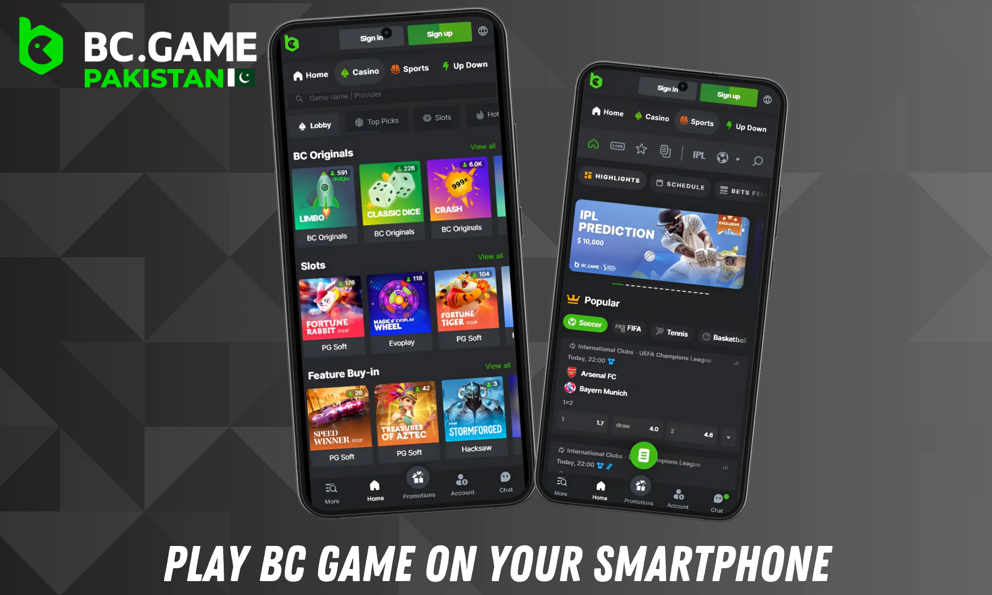 BC Game has an optimized application for those who like to play casino games from their phones