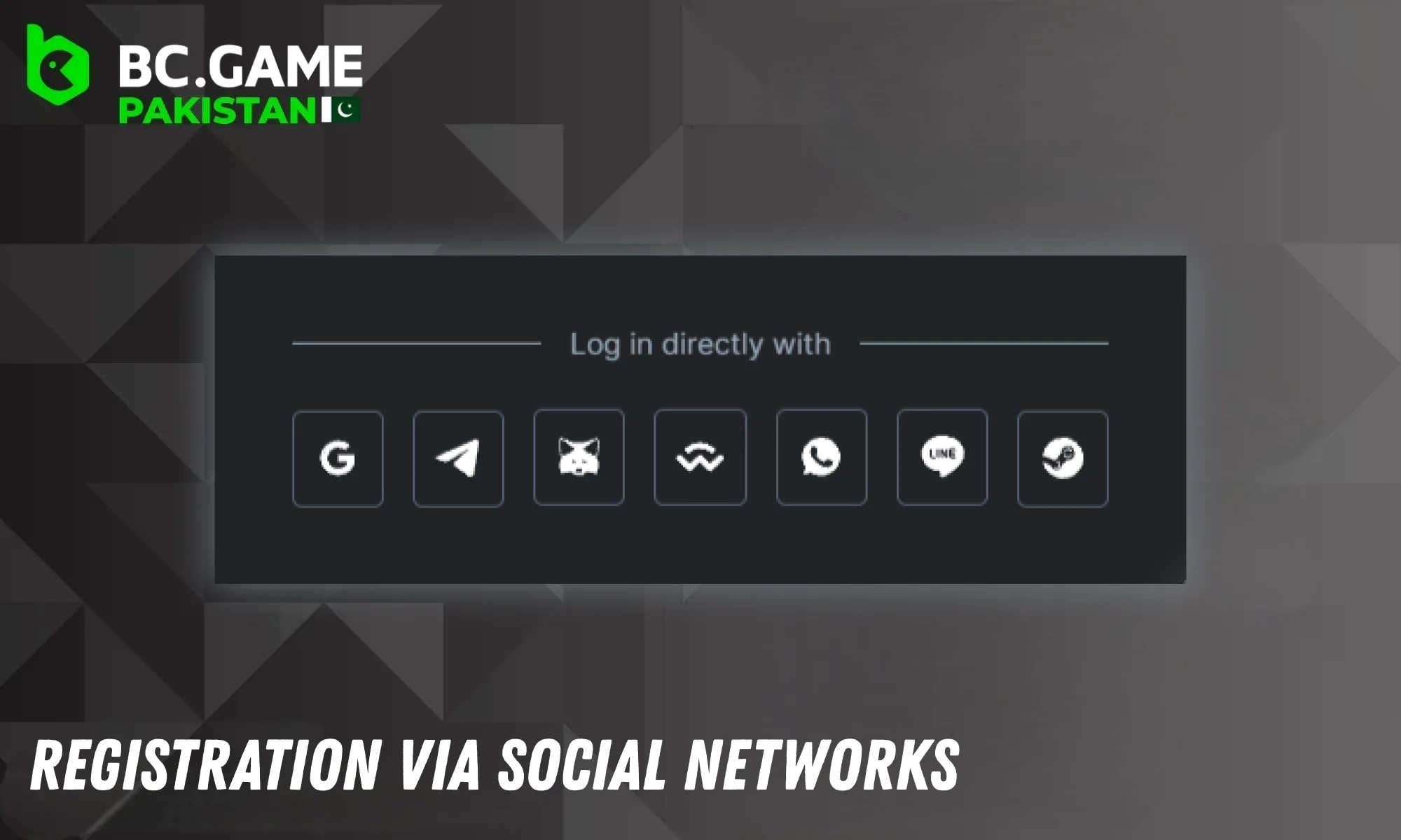 Log in directly with Social Networks at BC Game