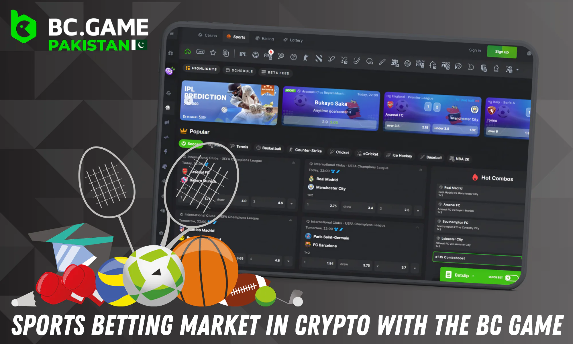 BC Game Pakistan offers an opportunity to bet on sports events with cryptocurrency