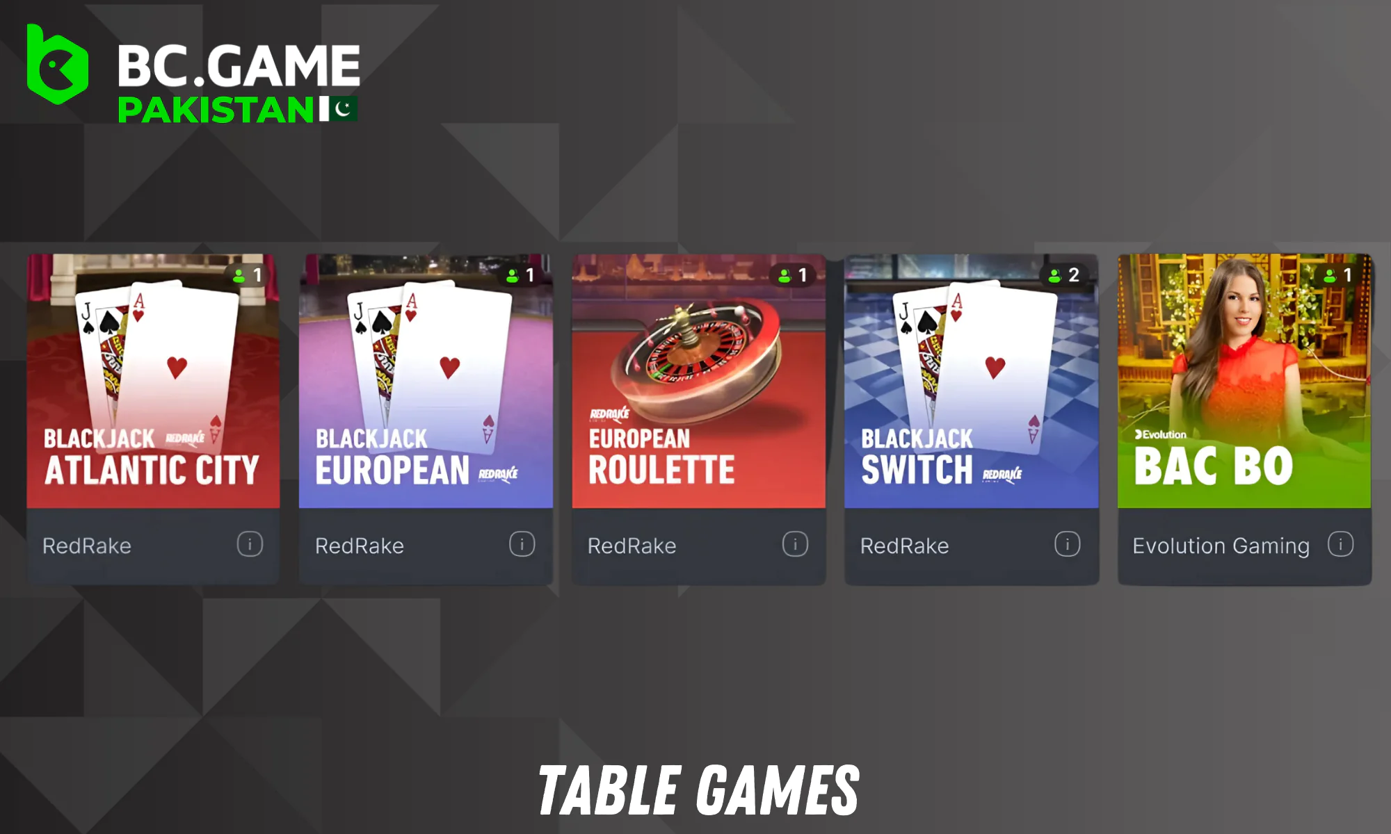 Table games at BC.Game casino are designed for fans of classic action