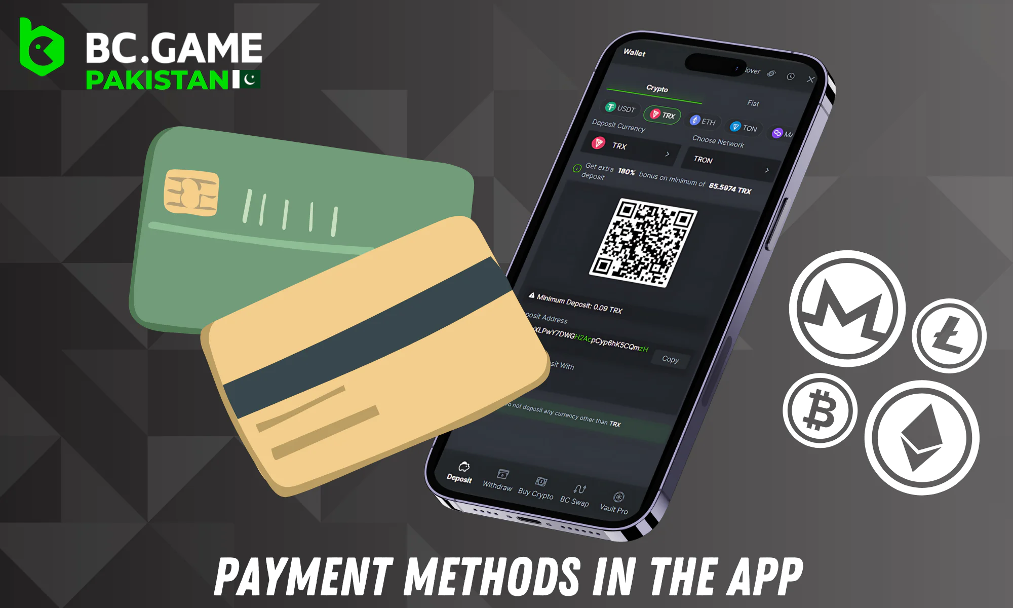 The same payment methods are available in the app as on the website