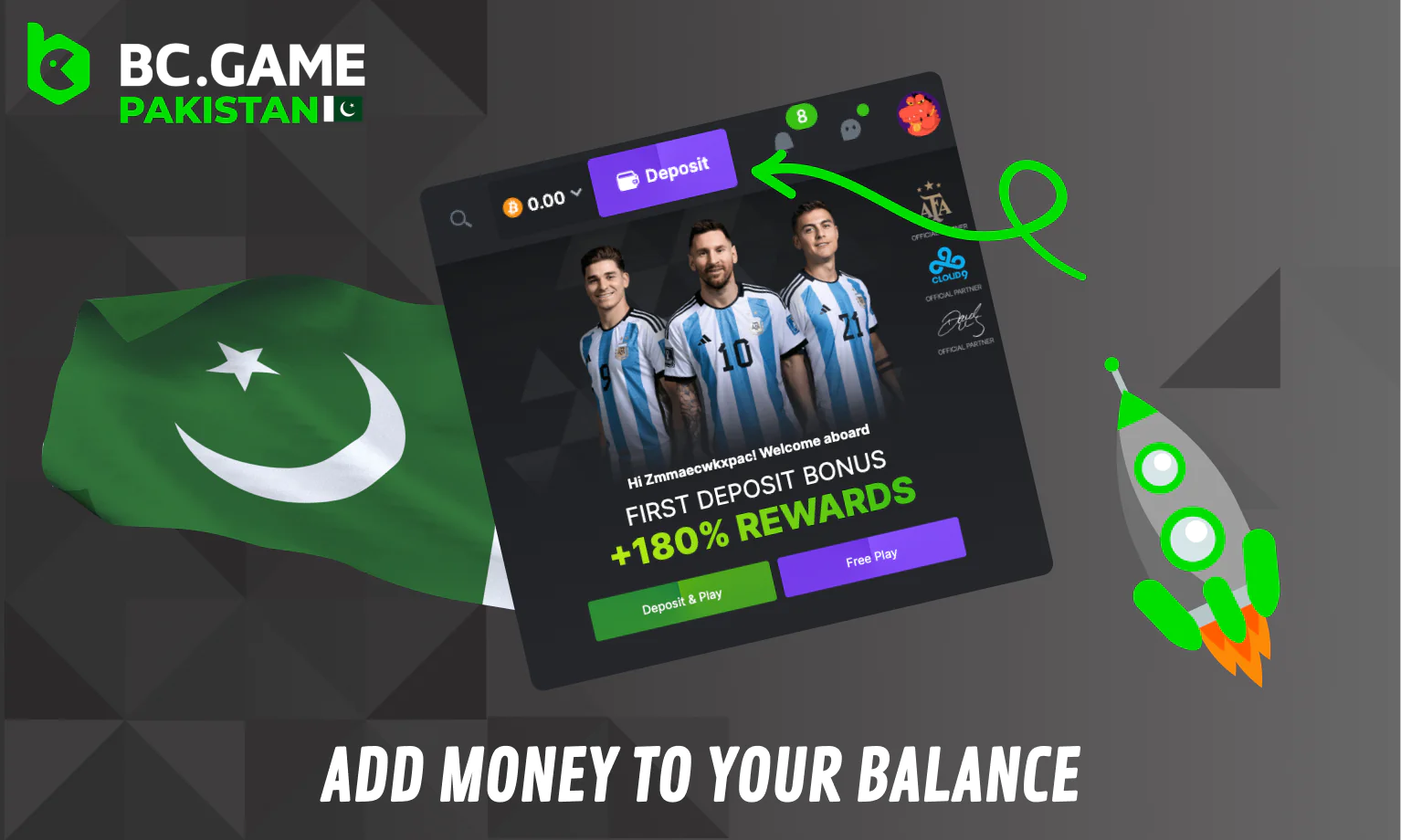 Deposit money to your BC Game Balance in Pakistan