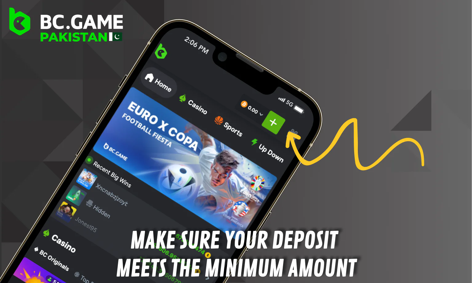 Deposit money to your account - BC Game Pakistan