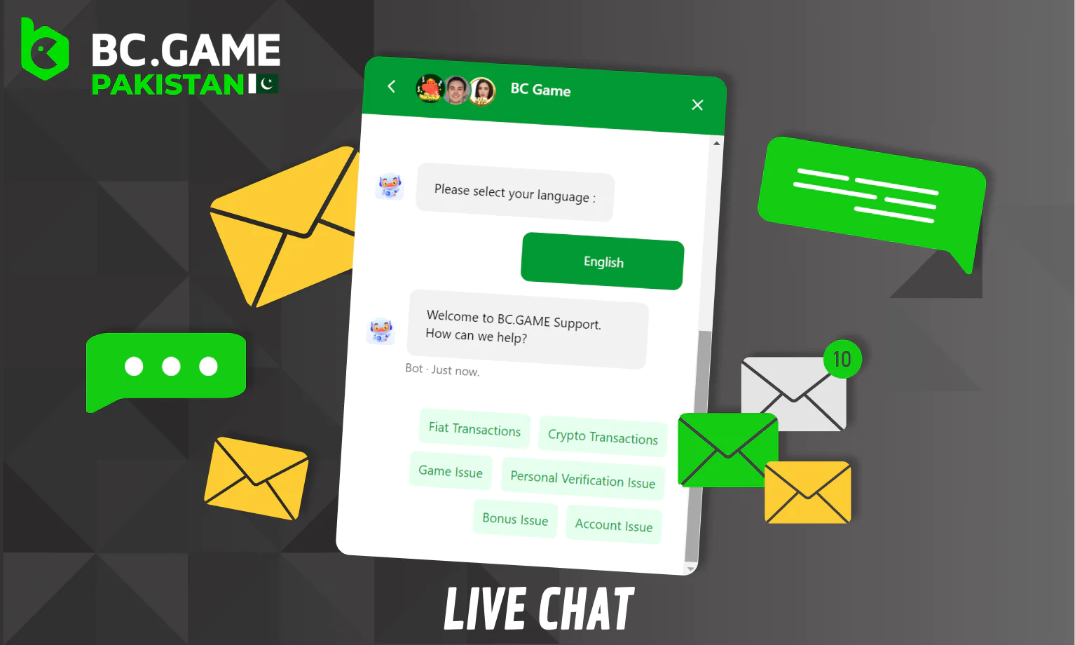 Live Chat at BC Game Pakistan