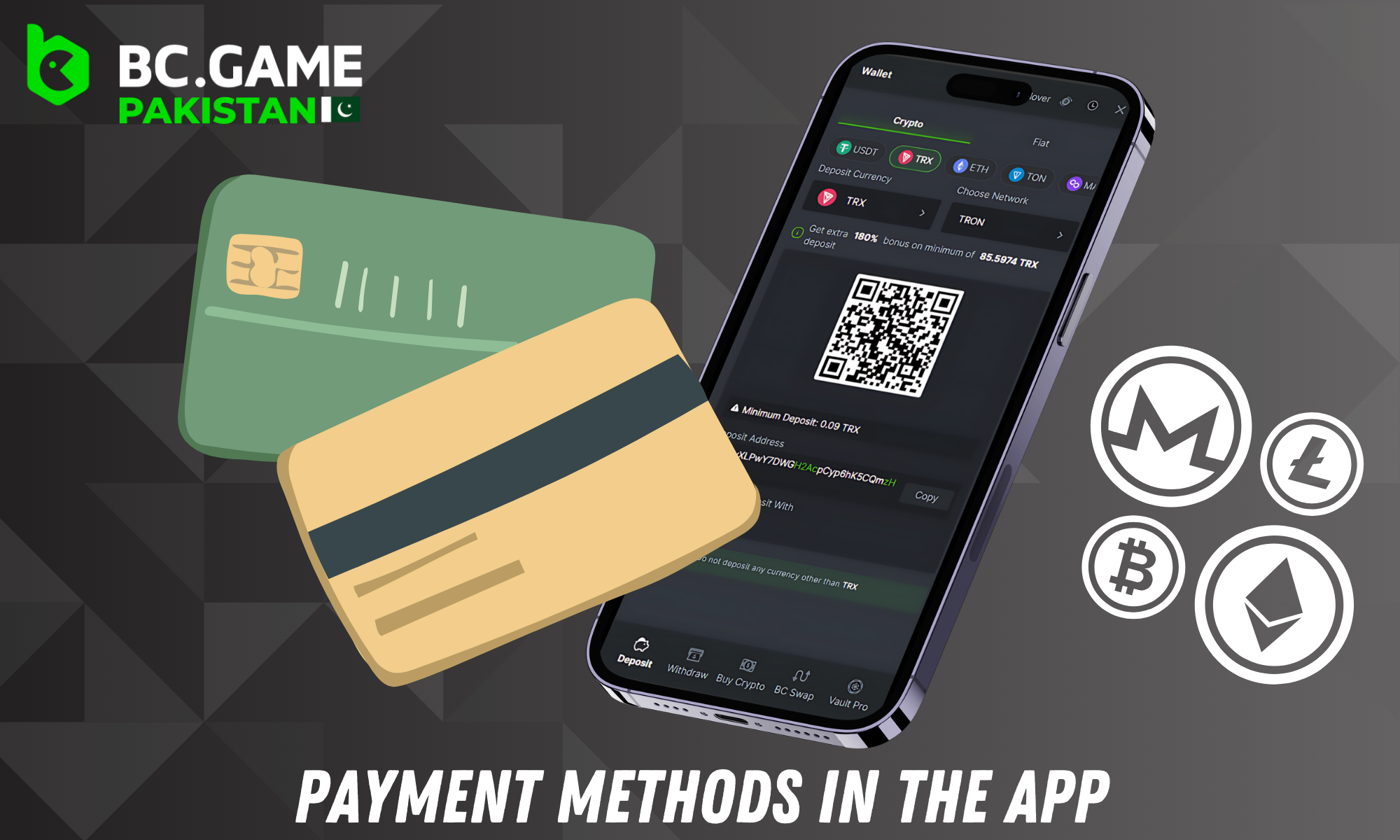 The same payment methods are available in the app as on the website