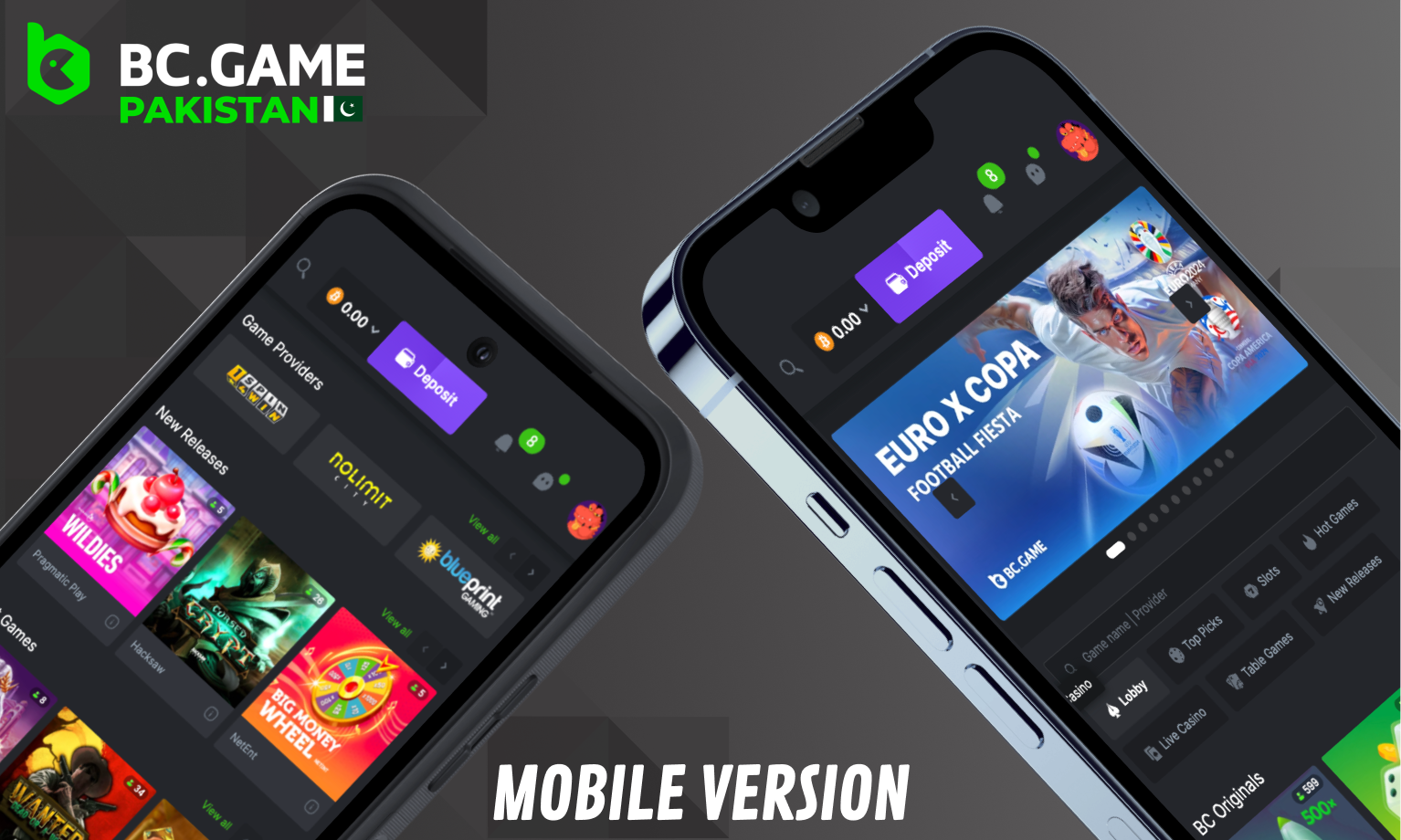 BC Game Mobile version - for players from Pakistan