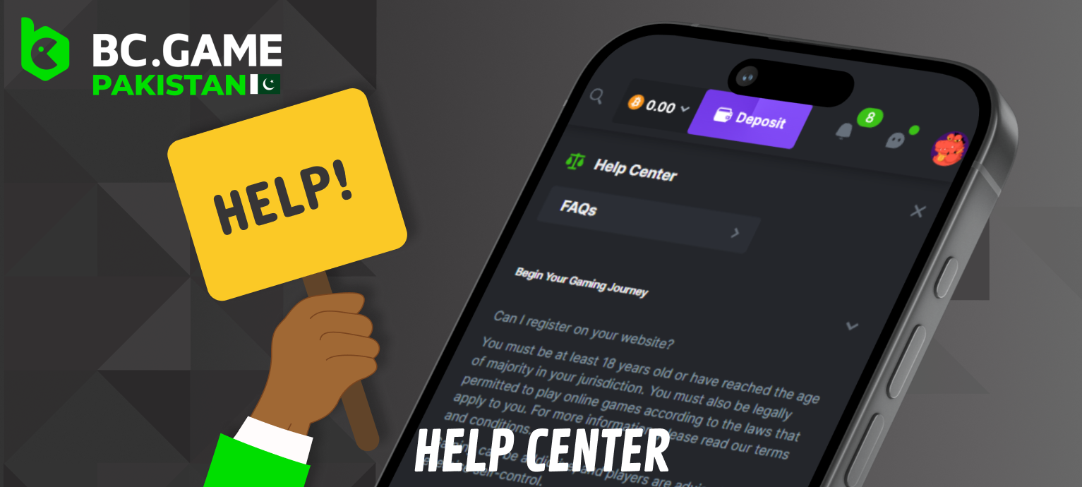 Help Center of BC Game Pakistan