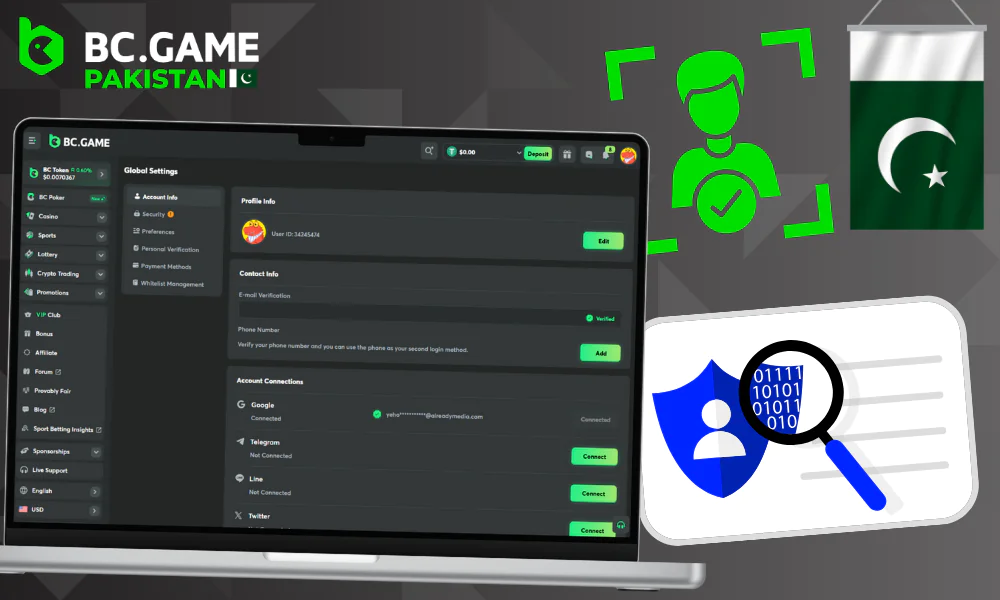 Account verification at BC Game Casino