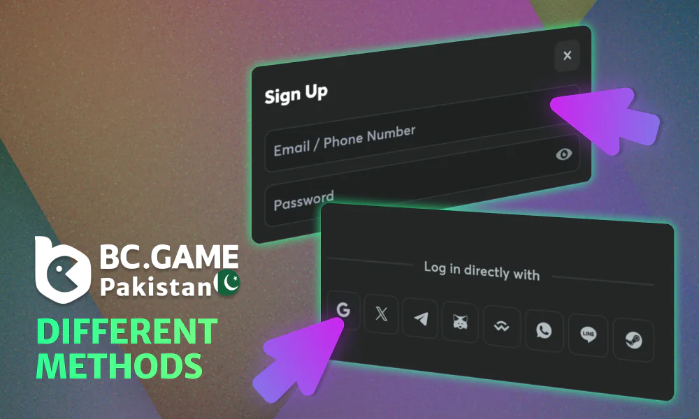 BC Game offers multiple registration methods to sign up quickly and conveniently