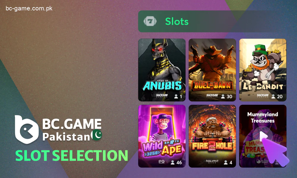 Variety of slots available at BC Game Casino